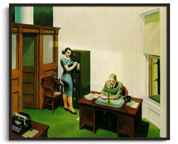 Tableau sur commande inspiré de Hopper - Bureau la nuit